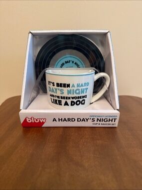 Marshalls Blue and Black "A Hard Day's Night" Cup & Saucer Set NWT